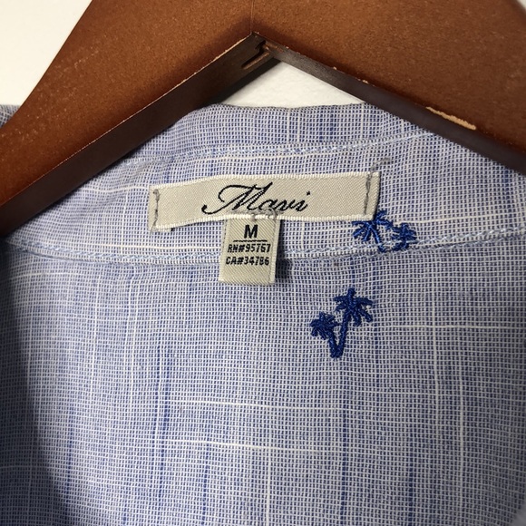Mavi Light Blue Button Down Palm Tree Embroidery - Picture 8 of 9